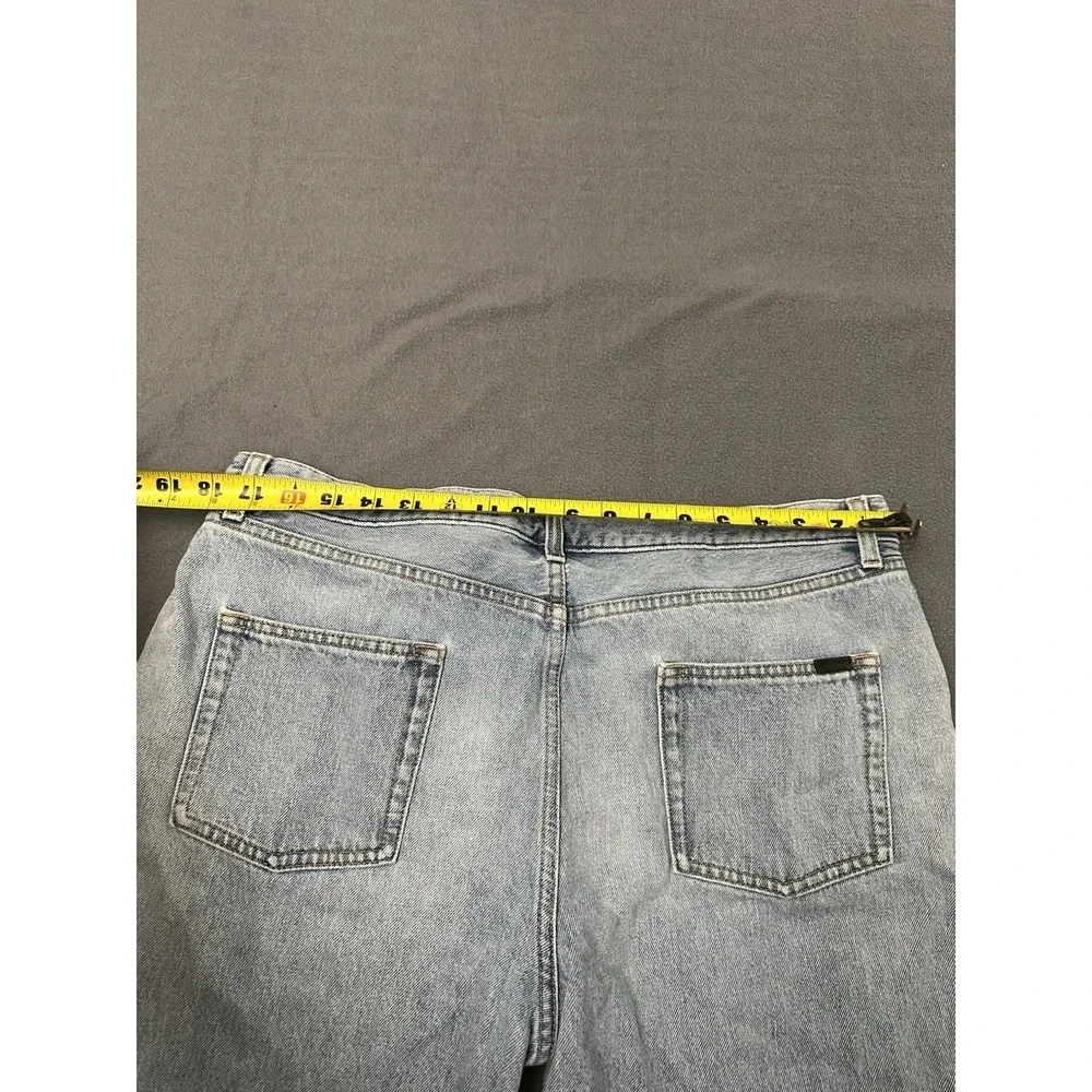 Saint Laurent Denim Distressed Shorts Jorts Size 34 Button Fly Blue Denim